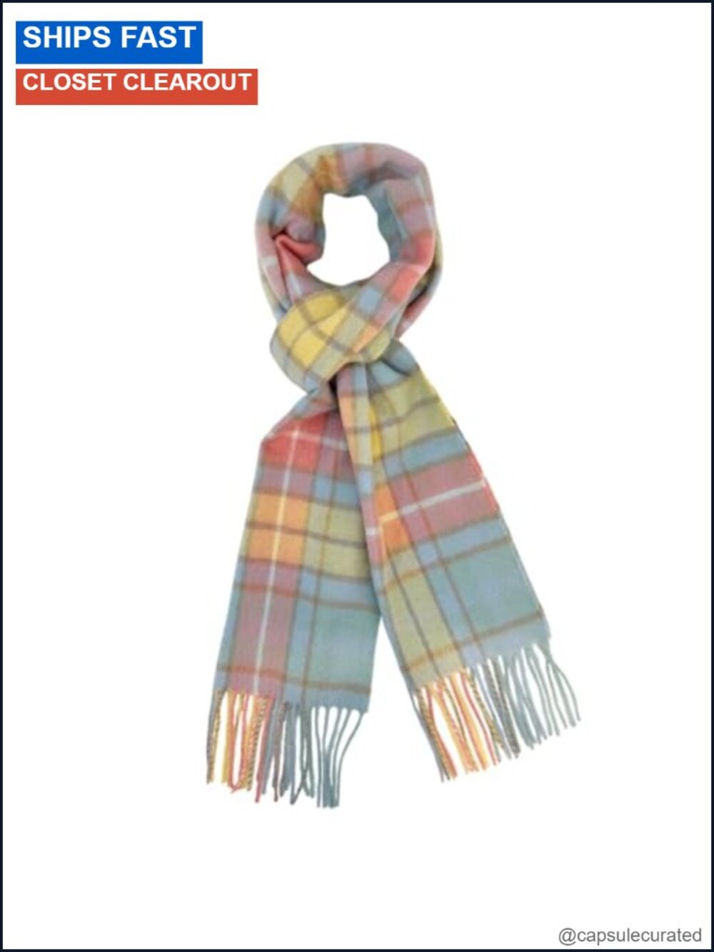 100% Cashmere Tartan Plaid Scarf for Women Men Winter Neck Wrap
